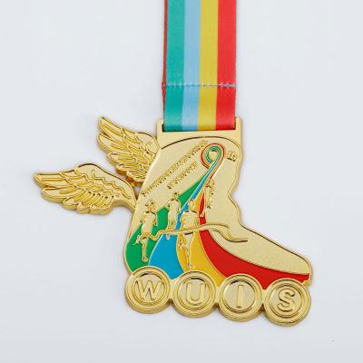 China Cheap Wholesale America Design Your Own Custom 3D Gold Empty Zinc Alloy Award Metal Sport Skating Medal for sale