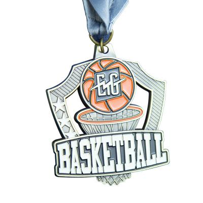 China Simple Custom Logo Silver Bronze Basketball Medals and Trophies America Gold Metal Sports Trophy Medal Maker Manufacturer for sale