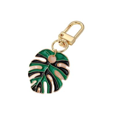 China Metal Leaf Key Ring Colorful Plant Pendant Accessory Key Chain for sale