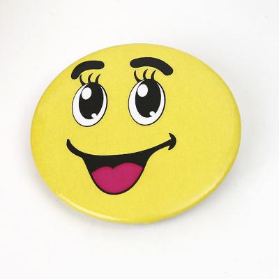 China Folk Round Art Spot Smile Face Badge School Badge Tinplate Badge Safety Pin Manufacturers for sale