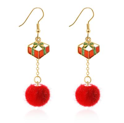 China TRENDY Christmas Earrings Sprinkled Hollow Green Onion Powder Snowflake Christmas Bell Earrings Gift for sale