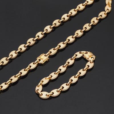 China New Arrivals Fashion Hiphop Fashion Custom Micro Cubic Zircon Link Cuban Diamond Hip Hop Link Chain Necklace For Women Men for sale