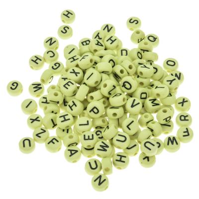 China 100pcs DIY Handmade Acrylic Beads Green Alphabet Letter Beads For Jewelry Making Handmade Necklace Bracelet for sale