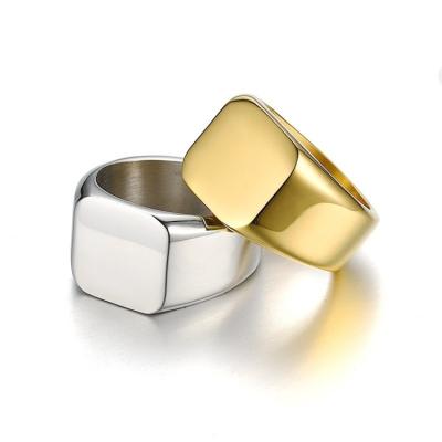 China Fashion Romantic Mens Ring 18K Gold Alloy Ring Square Finger Rings For Men's Jewelry Wedding Ring for sale