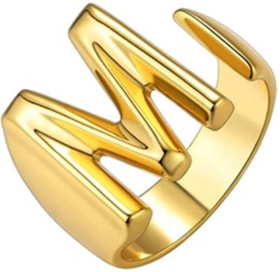 China New Women's Romantic Letter Ring Hot Sale Alloy Ring A To Z Gold Plated Open Letter Ring For Women And Men for sale