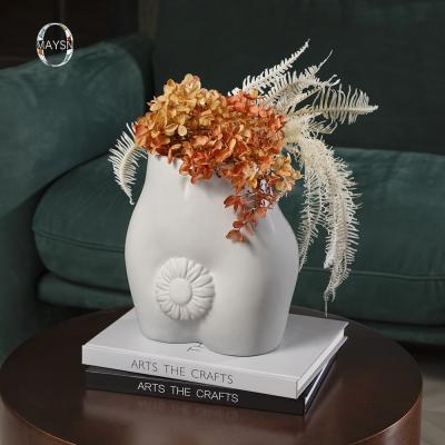 China Minimalist Accessories Matte Porcelain Planter Butt Vase Art Decor Tabletop Vase Ceramic Vases Home Wholesale for sale