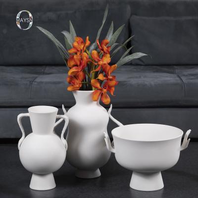 China Nodic Vase Ceramic Minimalist Minimalist Vases Flower Home Item Matte Vaso Pure White Fruit Bowl Set Accessories For Home Ceramic Vase for sale