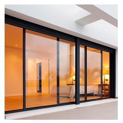 China Sound Insulation Luxury Modern House Balcony Sliding Glass Door Aluminium Panoramic External Sliding Doors Exterior Double Glazed Glass Door for sale