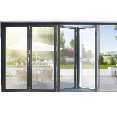 China Waterproof High Quality Aluminum Glass Folding Door Bifold Doors Aluminium Folding Patio Double Glazed Bi Fold Doors Australian for sale