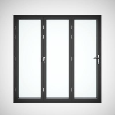 China Waterproof High-end Folding Glass Doors Aluminum Exterior Bifold Doors Glass Balcony Retractable Fly Screen Exterior Bi Folding Door for sale