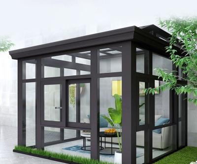 China Noise insulation Slant Roof Winter Garden Sunroom Conservatory Aluminum Sunroom Glass House Outdoor Sunroom for sale