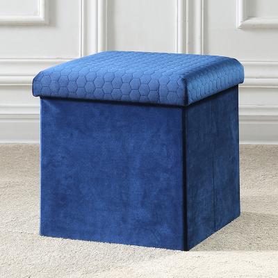 China Beautiful Reatai Foldable Special Colorful Velvet Chair Stool For Bedroom Colth Storage Stool Luxury Folding Box for sale