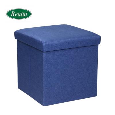 China Reatai Cheap Foldable High Quality Colorful Canvas Cube Storage Folding Stool For Maximum Home for sale