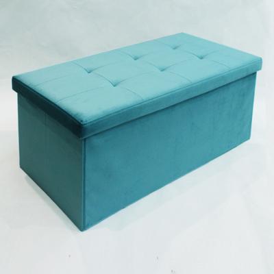 China Wholesale Price Convertible Soft Velvet Reatai Foldable Storage Stool Bench With Button Bedroom Storage Bench Box for sale