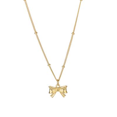 China Europe and America fashion designer jewelry 925 silver bowknot necklace 18k gold woman for sale