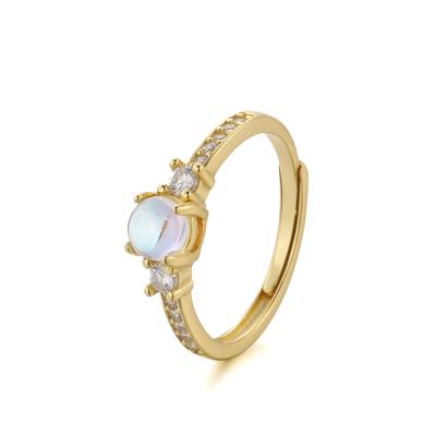 China CLASSIC fashion 925 silver material moonlight gem ring 18k gold color girl woman gift for sale