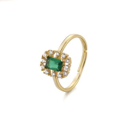 China wholesale FEI XUN CLASSIC high quality 18k 925 gold gemstone luxury green ring sterling silver memorable gift for sale