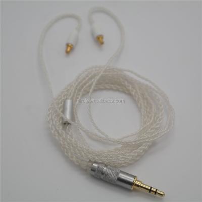 China A2DC Connector Supper Soft Braided Silver EMI Cable For A2DC Earbud Replacement Cable for sale