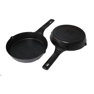 China Viable Cheap Round Pan Set Price Pot 12 Inch Maple Handle Leather Cast Iron Wood Pan for sale