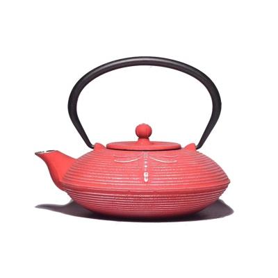 China High Capacity Customized Sustainable Uncoated Red Tea Kettle Cast Iron Teapot Set for sale