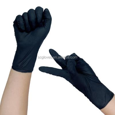 China 2022 General Purpose Promotion Price Latex Thickened Nitrile Gloves 100pcs Pure Black Powder Free Tattoo Gloves for sale