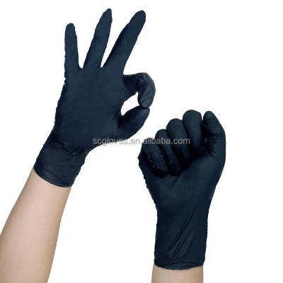 China 2022 General Purpose Promotion Price Latex Thickened Nitrile Gloves 100pcs Pure Black Powder Free Tattoo Gloves for sale