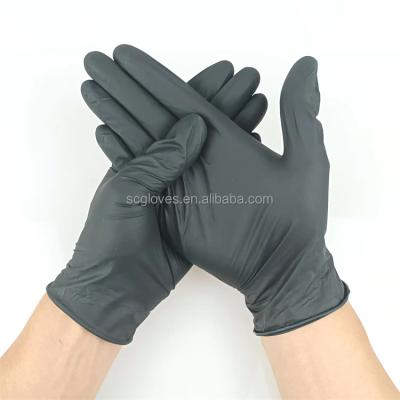 China 2022 General Purpose Promotion Price Latex Thickened Nitrile Gloves 100pcs Pure Black Powder Free Tattoo Gloves for sale