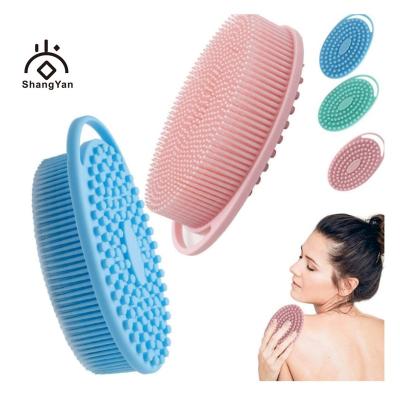 China EXFOLIATING Hygienic Foams Fit Well Soft Silicone Body Bath Shower Scrubber Oval Exfoliating Durable Cleaning Brush for sale