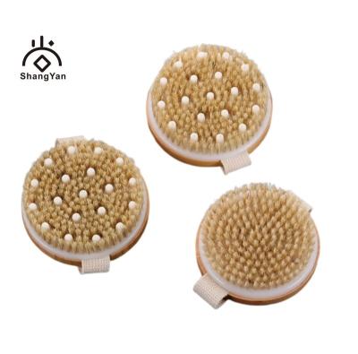 China Lady Wood Bath Brush Natural Sisal Bath Body Brush Natural Bamboo Boar Round Eco-Friendly Stiff Back Shower Scrub Bath Brush for sale