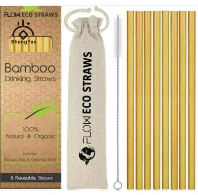 China Reusable Drinking Straw Set of Organic Bamboo Reusable Bamboo Straws Eco-Friendly Wholesale Disposable Straw for Drinking for sale