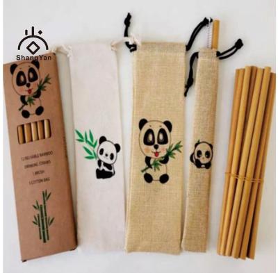 China Sustainable Adult Kids 100% Eco-Friendly Custom Soup Water Label Drinking Bamboo Straws With Kraft Bag Package for sale