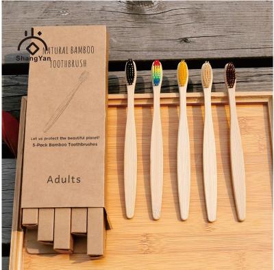 China BAP Free Disposable Original Vegan Charcoal Bristle Soft Bamboo Wood Handle Flat 4 5 6 10 Pack Bamboo Toothbrush Kit Set for sale