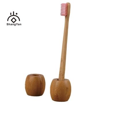 China Bathroom Accessories Wholesale Private Label Amazon Amazon Tube Toothbrush Holder Eco-Friendly Natural Wooden Bamboo Holder for sale