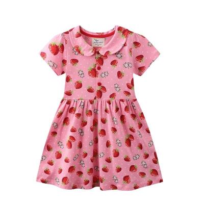 China Summer Floral Print Babies Dress Summer Washable Sportswear Suits Children's Soft Softness One-Piece Cotton Outdoor for sale