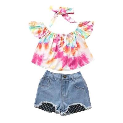 China Wholesale Preppy Style Summer Beach Preppy Beach Kids Outfits Girls Kids Suit T-shirt Pants Clothes Summer Outside Babies Clothes Sets Girls Pants for sale