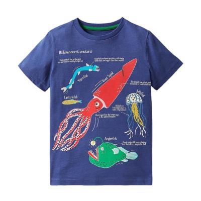 China Floral Print Anti-Shrink Cartoon Anti-Shrink Summer Cartoon T-shirt Kids Outdoor Casual Shirt For Baby Children Beach Cotton Kid Boys Clothes for sale