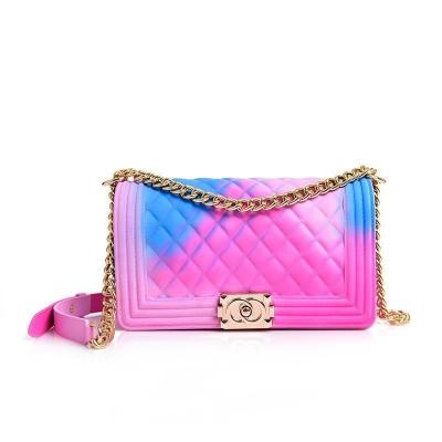 China Make Up Or Gift Make Up Or Rainbow Women Purses Gift 2020fashion Multicolor Chain Purse Lady Candy Bags Luxury Colorful Jelly Handbags for sale