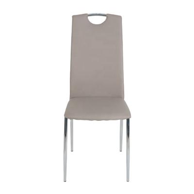 China New Modern Fashion PU Chrom Leather Metal Dining Chair for sale