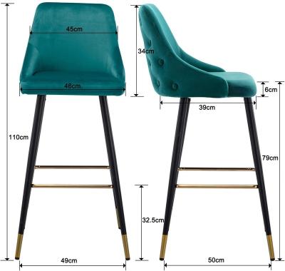 China Modern Nordic Umpire Chair Leather Bar Stools With Green Dining Bar Chair for sale