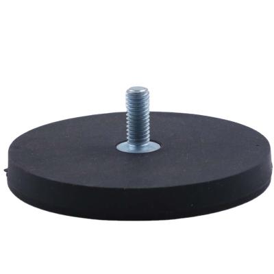 China Industrial Magnet Rubber Coated Magnet For Car Sign 66 Top Outer M6 Thread for sale