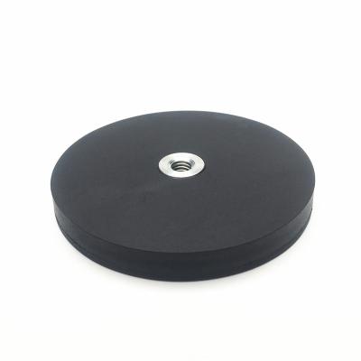 China Industrial Custom Rubber Coated Permanent Magnet Diameter 66mm Size M6 M8 Pot Magnet for sale