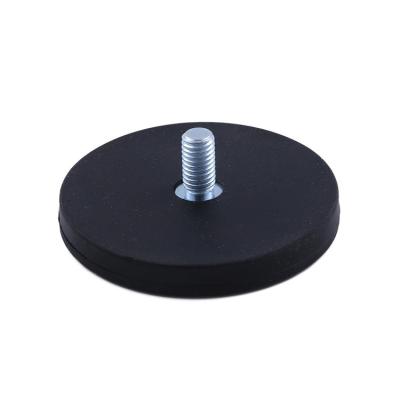 China Industrial Magnet Rubber Coated Pot Magnet Dia55mm Male Thread 1/4