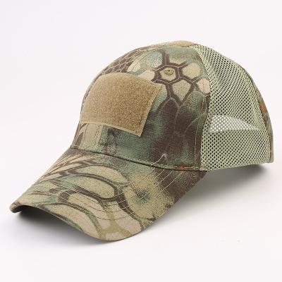 China COMMON 100% Cotton Half Mesh Baseball Hat And Camouflage Military Patch Hunting Cap for sale