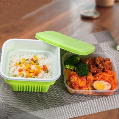 China For 1000ml Fast Food Square Bento Food Box Double Layers Disposable Thermoformed Food Trays With Liner for sale