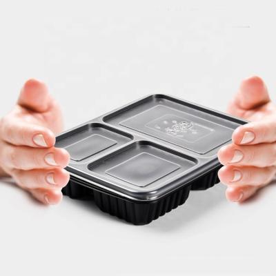 China Traditional 3-Compartment Food Trays Bento Food Box Disposable Thermoformed Food Trays for sale