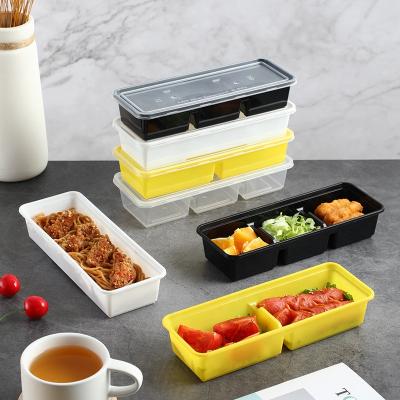 China Japanese Style Thickened Disposable A Rectangular Container Bento Tray Takeaway Lunch Snack Box Of Two Three Compartments for sale