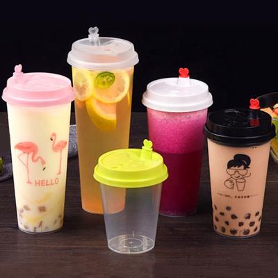 China Disposable Normal Plastic Single Wall Juice Strong Cups Injection Molding Milk Tea Cups 90mm PP Bubble Tea Cups for sale