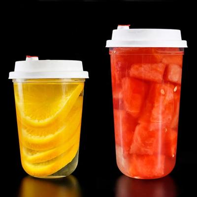 China Single wall U shape milky tea cups 500ml and 700ml injection molding pp material cups bubble strong tea wall juice cups for sale