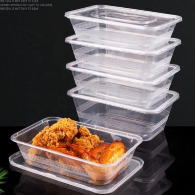 China 500ml 650ml 750ml 1000ml Rectangular Microwavable Salad Takeout Containers Rectangular Injection Molds Plastic Disposable Food Trays for sale