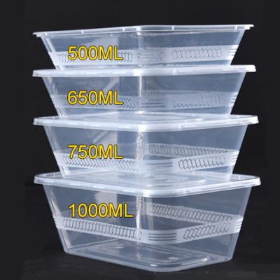 China 500ml 650ml 750ml 1000ml Plastic Lunch Box Injection Mold Takeaway Bento Container Disposable Food Trays Salad Containers for sale